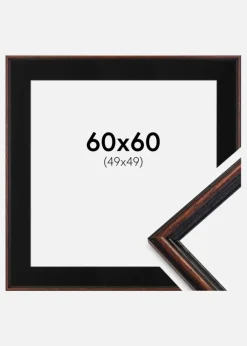 Ramme Horndal Valnød 60x60 cm - Passepartout Sort 50x50 cm