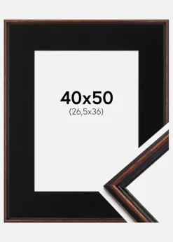 Ramme Horndal Valnød 40x50 cm - Passepartout Sort 27,5x37 cm