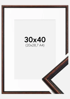 Ramme Horndal Valnød 30x40 cm - Passepartout Hvid 21x29,7 cm (A4)