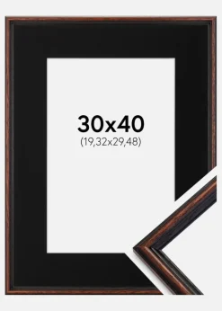 Ramme Horndal Valnød 30x40 cm - Passepartout Sort 8x12 inches