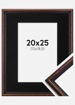Ramme Horndal Valnød 20x25 cm - Passepartout Sort 13x19,5 cm