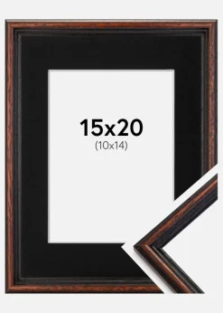 Ramme Horndal Valnød 15x20 cm - Passepartout Sort 11x15 cm