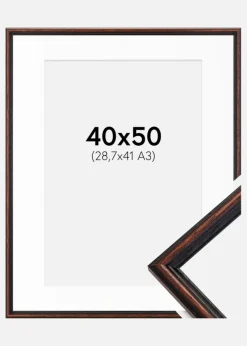 Ramme Horndal Valnød 40x50 cm - Passepartout Hvid 29,7x42 cm (A3)