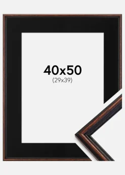 Ramme Horndal Valnød 40x50 cm - Passepartout Sort 30x40 cm