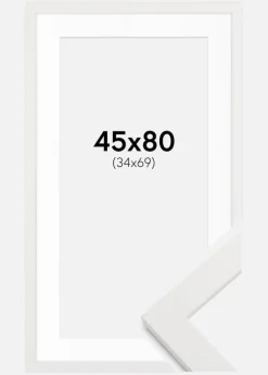 Ramme hvid træ 45x80 cm - Passepartout Hvid 35x70 cm