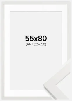 Ramme hvid træ 55x80 cm - Passepartout Hvid 18x27 inches