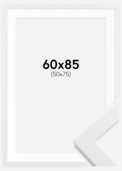 Ramme hvid træ 60x85 cm - Passepartout Hvid 51x76 cm
