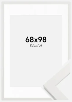 Ramme hvid træ 68x98 cm - Passepartout Hvid 56x76 cm