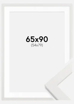 Ramme hvid træ 65x90 cm - Passepartout Hvid 55x80 cm