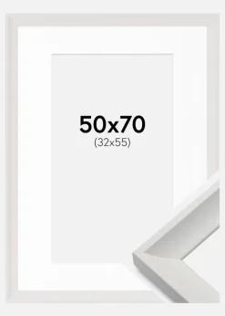 Ramme Öjaren Hvid 50x70 cm - Passepartout Hvid 33x56 cm
