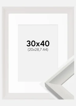 Ramme Öjaren Hvid 30x40 cm - Passepartout Hvid 21x29,7 cm (A4)