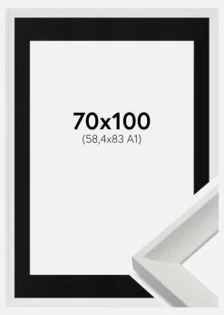 Ramme Öjaren Hvid 70x100 cm - Passepartout Sort 59,4x84 cm (A1)