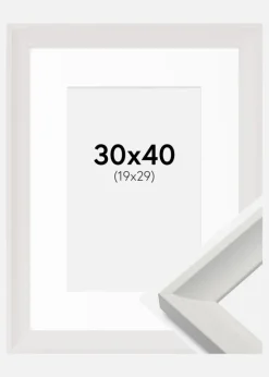 Ramme Öjaren Hvid 30x40 cm - Passepartout Hvid 20x30 cm