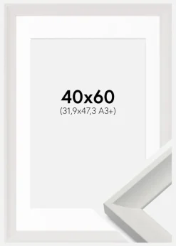 Ramme Öjaren Hvid 40x60 cm - Passepartout Hvid 32,9x48,3 cm (A3+)