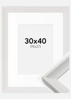 Ramme Öjaren Hvid 30x40 cm - Passepartout Hvid 20x28 cm
