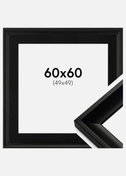 Ramme Öjaren Sort 60x60 cm - Passepartout Sort 50x50 cm