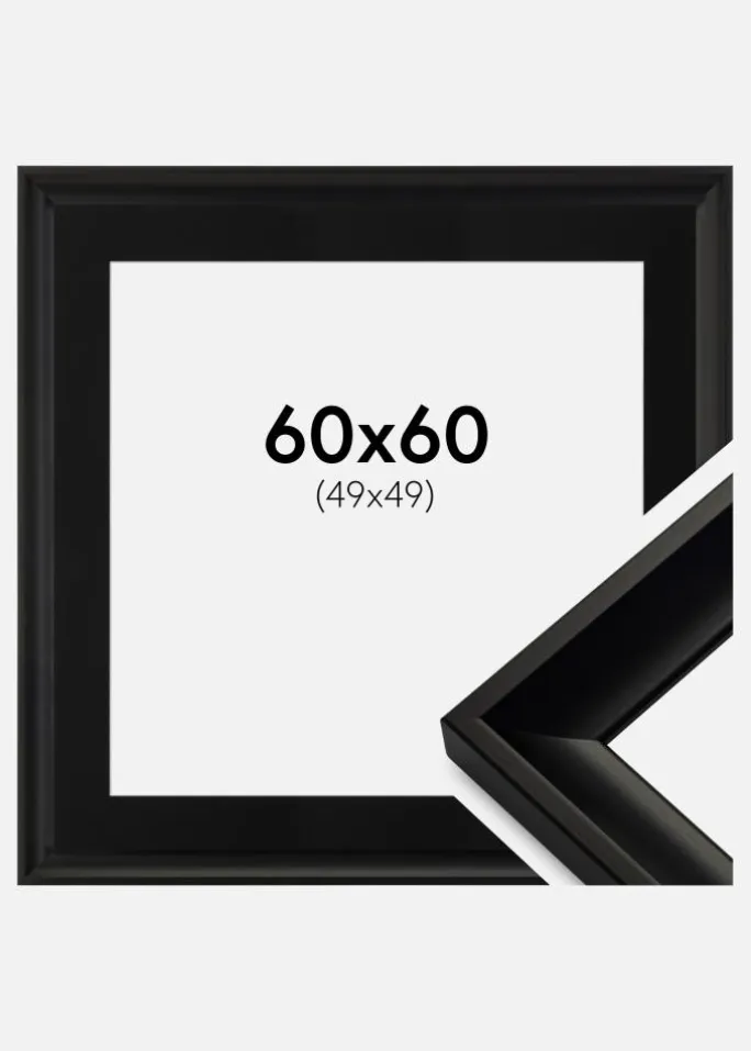 Ramme Öjaren Sort 60x60 cm - Passepartout Sort 50x50 cm