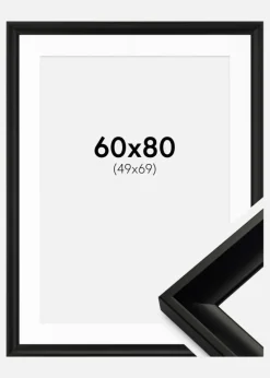 Ramme Öjaren Sort 60x80 cm - Passepartout Hvid 50x70 cm