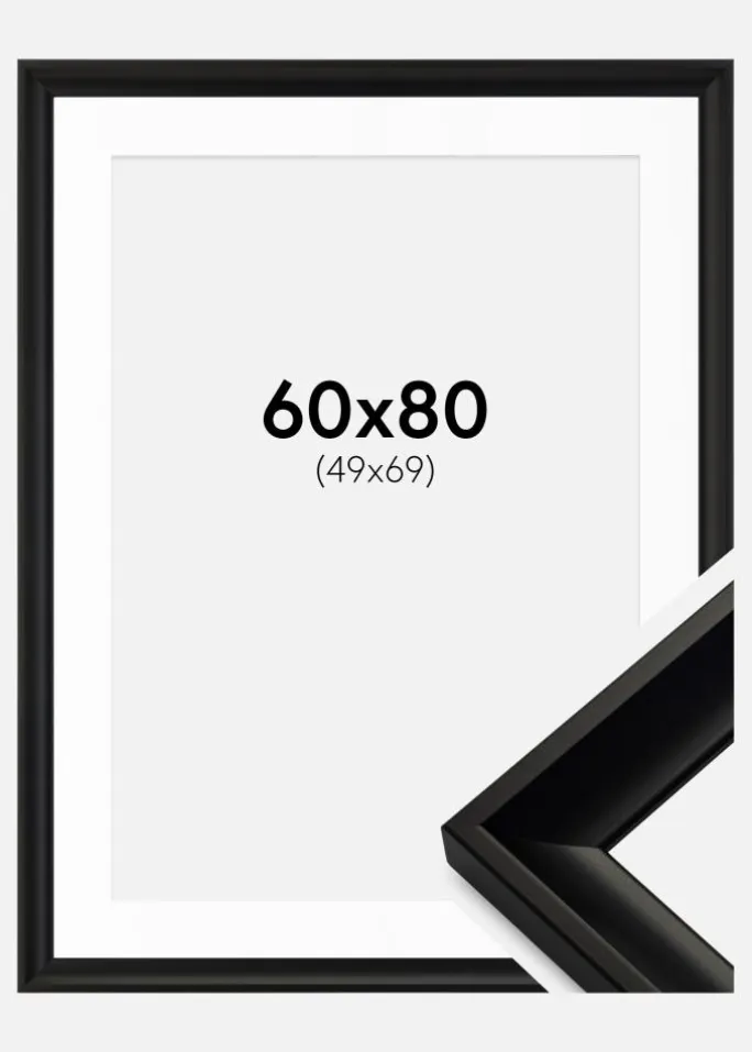 Ramme Öjaren Sort 60x80 cm - Passepartout Hvid 50x70 cm