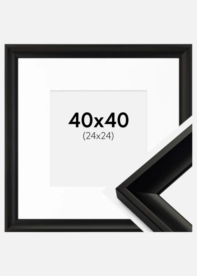 Ramme Öjaren Sort 40x40 cm - Passepartout Hvid 25x25 cm