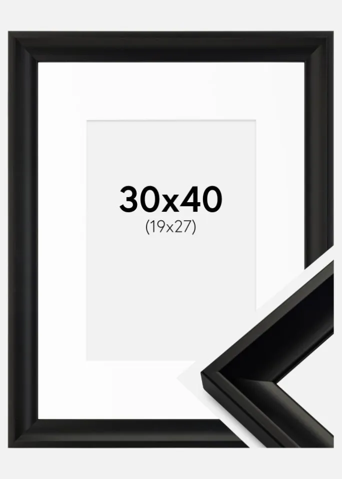 Ramme Öjaren Sort 30x40 cm - Passepartout Hvid 20x28 cm