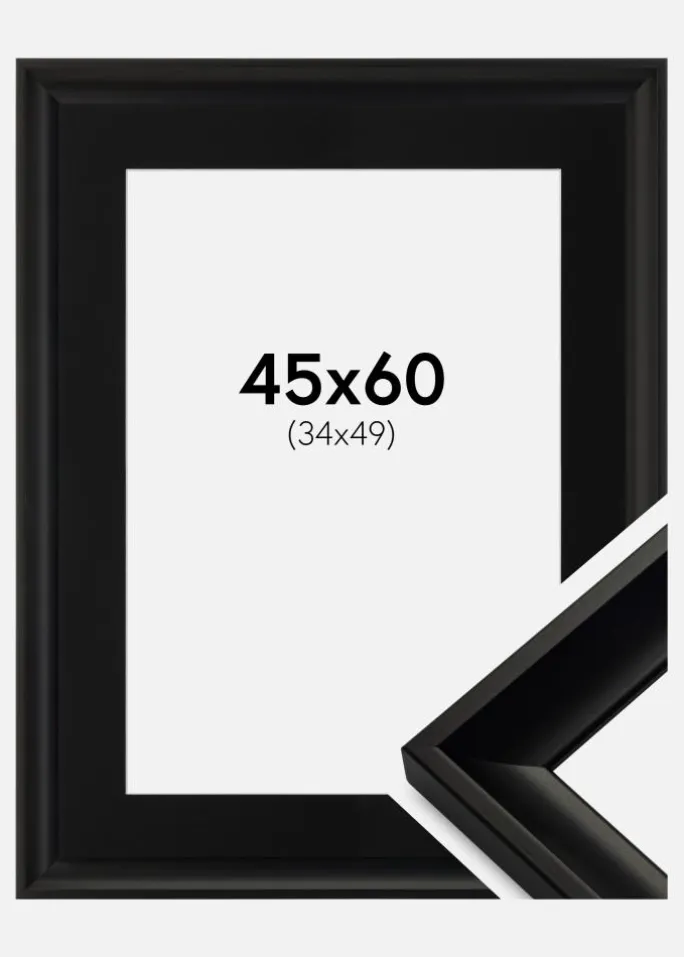 Ramme Öjaren Sort 45x60 cm - Passepartout Sort 35x50 cm