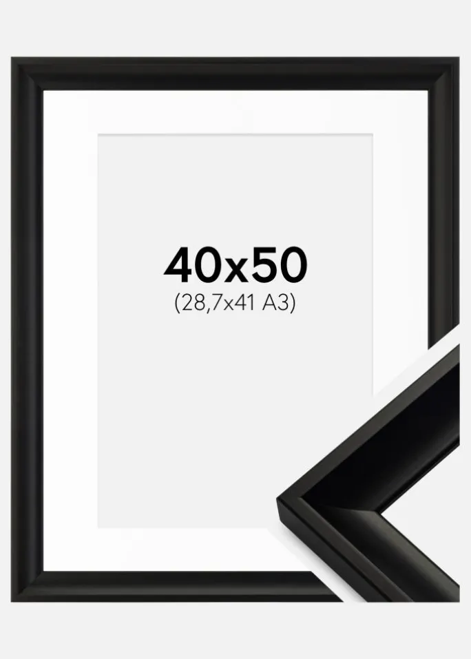 Ramme Öjaren Sort 40x50 cm - Passepartout Hvid 29,7x42 cm (A3)