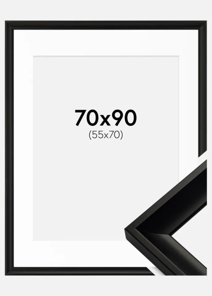 Ramme Öjaren Sort 70x90 cm - Passepartout Hvid 56x71 cm