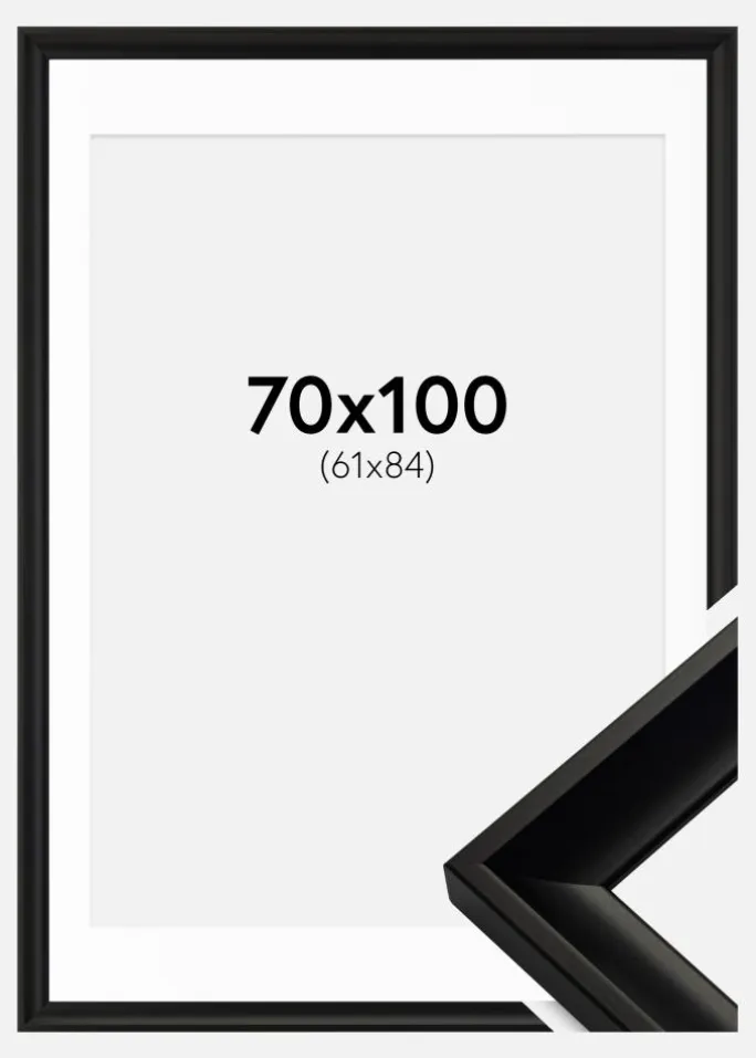 Ramme Öjaren Sort 70x100 cm - Passepartout Hvid 62x85 cm