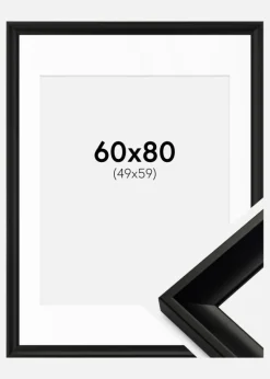 Ramme Öjaren Sort 60x80 cm - Passepartout Hvid 50x60 cm