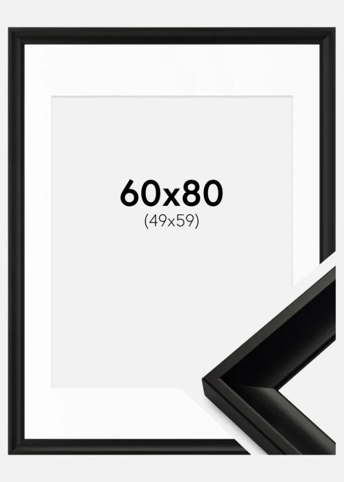 Ramme Öjaren Sort 60x80 cm - Passepartout Hvid 50x60 cm