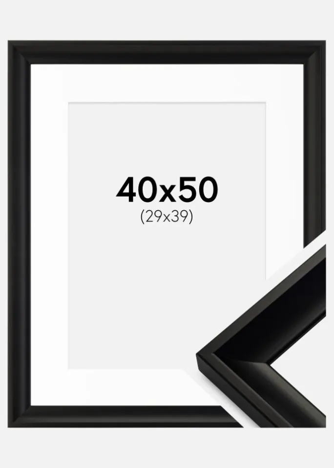 Ramme Öjaren Sort 40x50 cm - Passepartout Hvid 30x40 cm