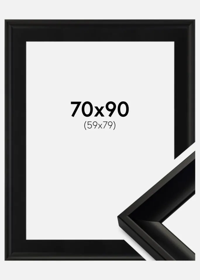 Ramme Öjaren Sort 70x90 cm - Passepartout Sort 60x80 cm