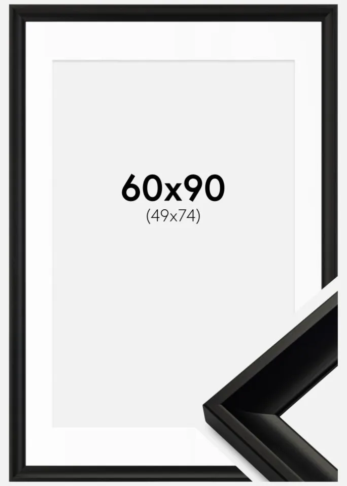 Ramme Öjaren Sort 60x90 cm - Passepartout Hvid 50x75 cm