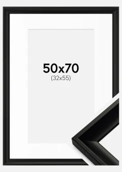 Ramme Öjaren Sort 50x70 cm - Passepartout Hvid 33x56 cm