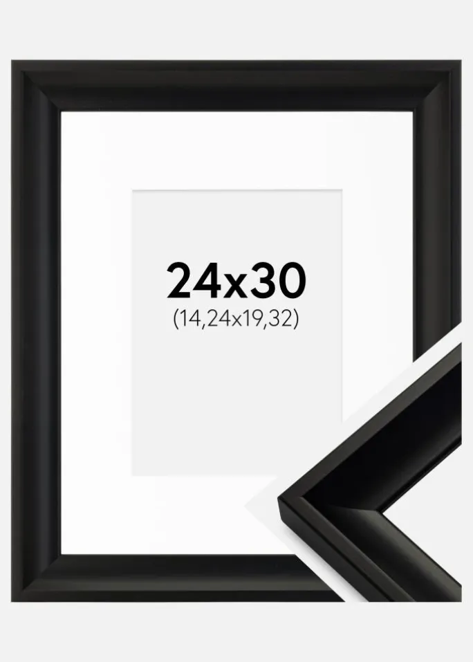 Ramme Öjaren Sort 24x30 cm - Passepartout Hvid 6x8 inches
