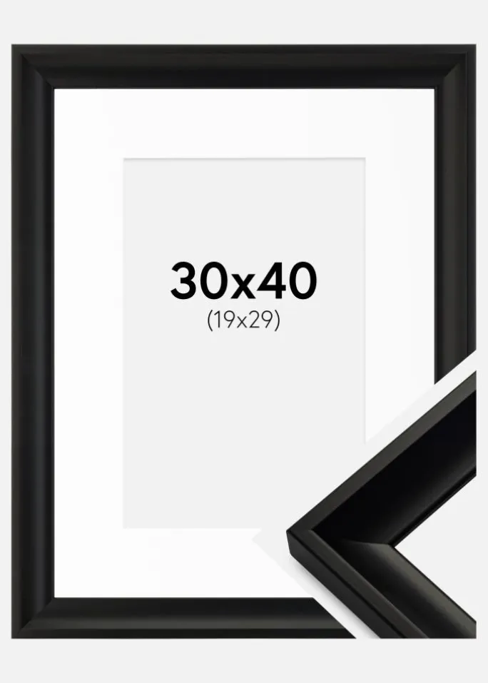 Ramme Öjaren Sort 30x40 cm - Passepartout Hvid 20x30 cm