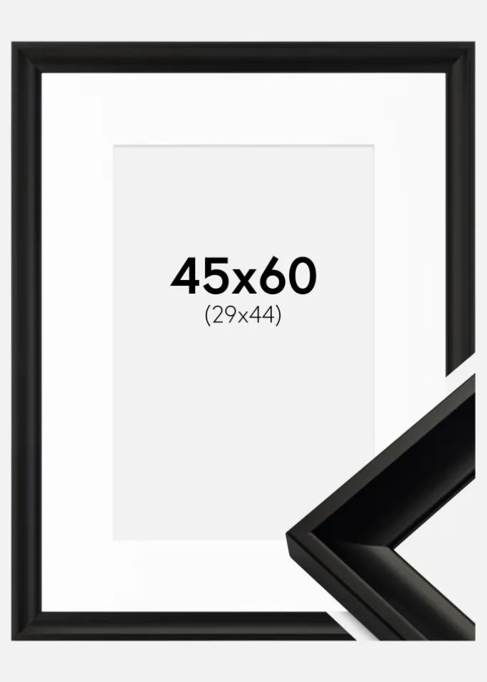 Ramme Öjaren Sort 45x60 cm - Passepartout Hvid 30x45 cm