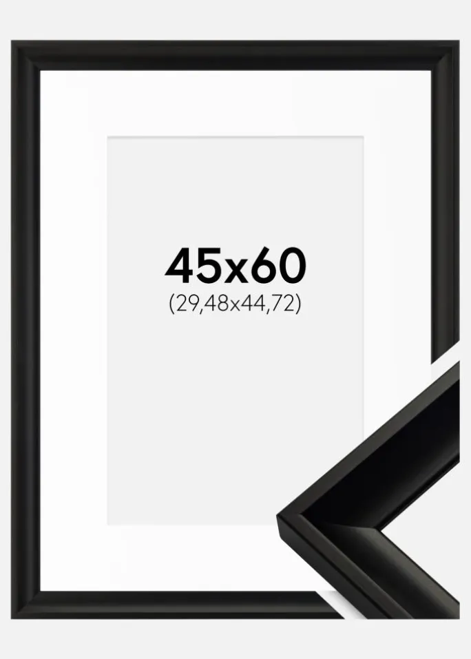 Ramme Öjaren Sort 45x60 cm - Passepartout Hvid 12x18 inches