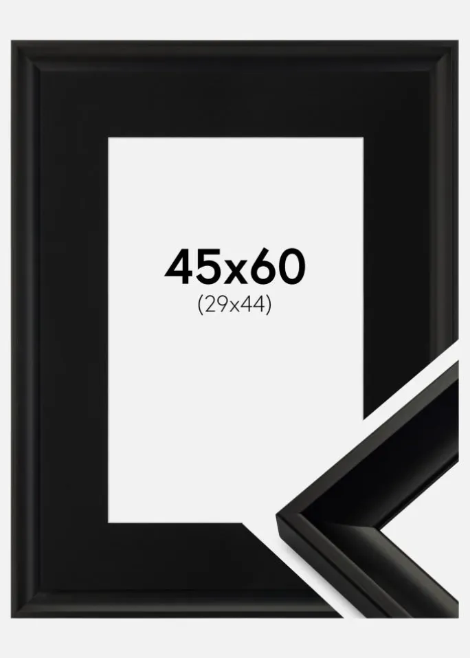 Ramme Öjaren Sort 45x60 cm - Passepartout Sort 30x45 cm