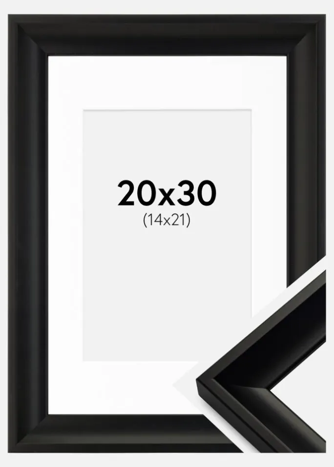 Ramme Öjaren Sort 20x30 cm - Passepartout Hvid 15x22 cm
