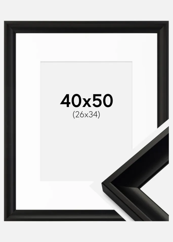Ramme Öjaren Sort 40x50 cm - Passepartout Hvid 27x35 cm