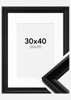 Ramme Öjaren Sort 30x40 cm - Passepartout Hvid 21x30 cm
