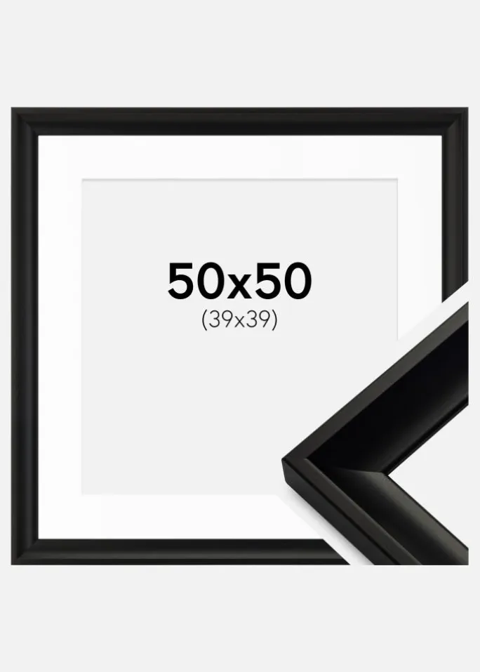 Ramme Öjaren Sort 50x50 cm - Passepartout Hvid 40x40 cm