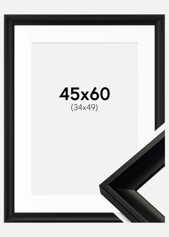 Ramme Öjaren Sort 45x60 cm - Passepartout Hvid 35x50 cm