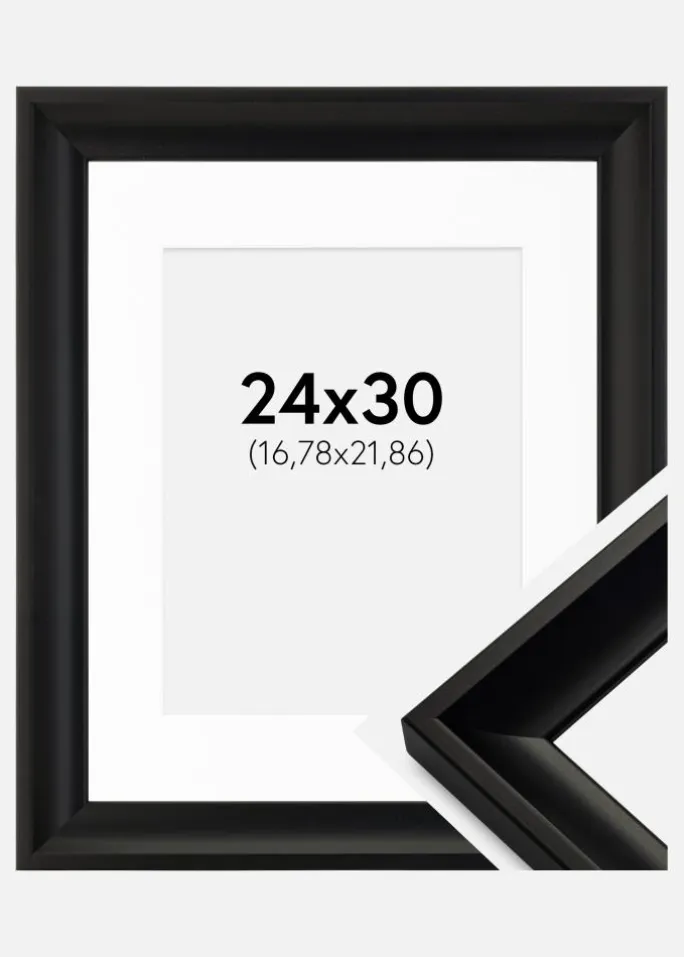 Ramme Öjaren Sort 24x30 cm - Passepartout Hvid 7x9 inches