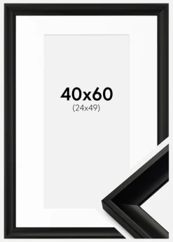 Ramme Öjaren Sort 40x60 cm - Passepartout Hvid 25x50 cm
