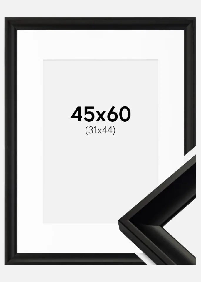 Ramme Öjaren Sort 45x60 cm - Passepartout Hvid 32x45 cm