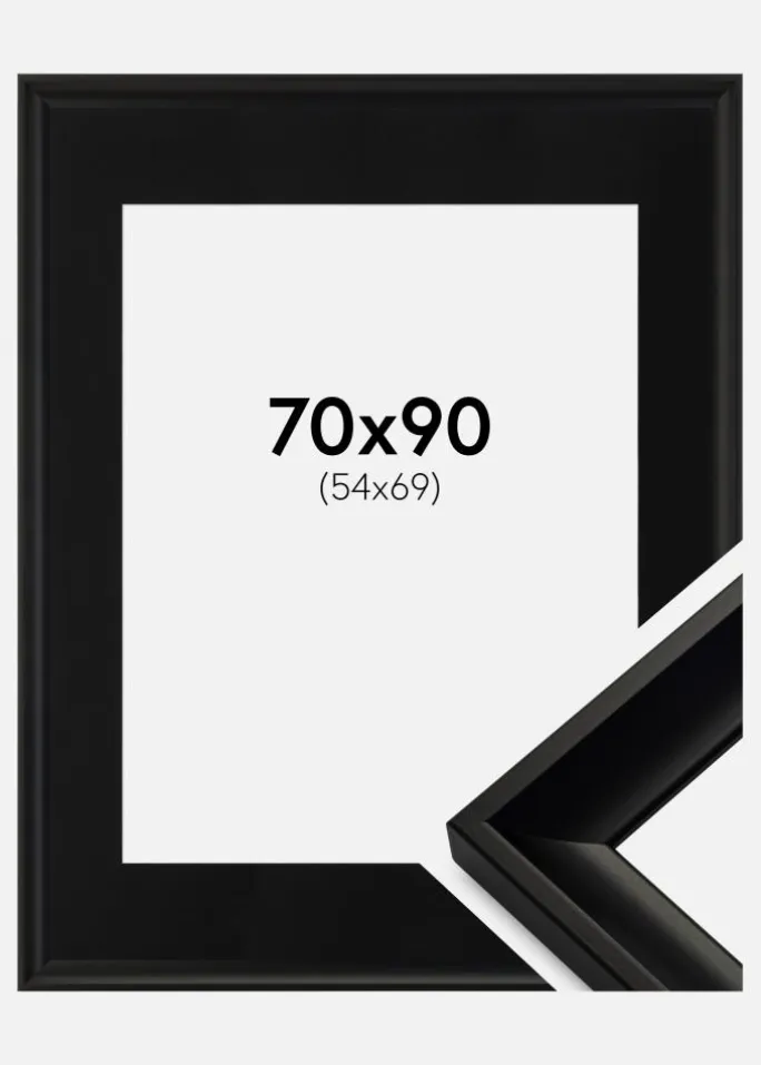 Ramme Öjaren Sort 70x90 cm - Passepartout Sort 55x70 cm