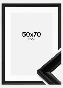 Ramme Öjaren Sort 50x70 cm - Passepartout Hvid 40x60 cm